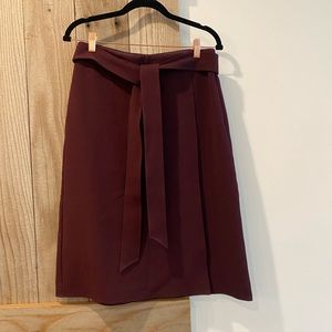 NWT Ann Taylor Tie Waist Midi Wrap Skirt in Plum, Size 4